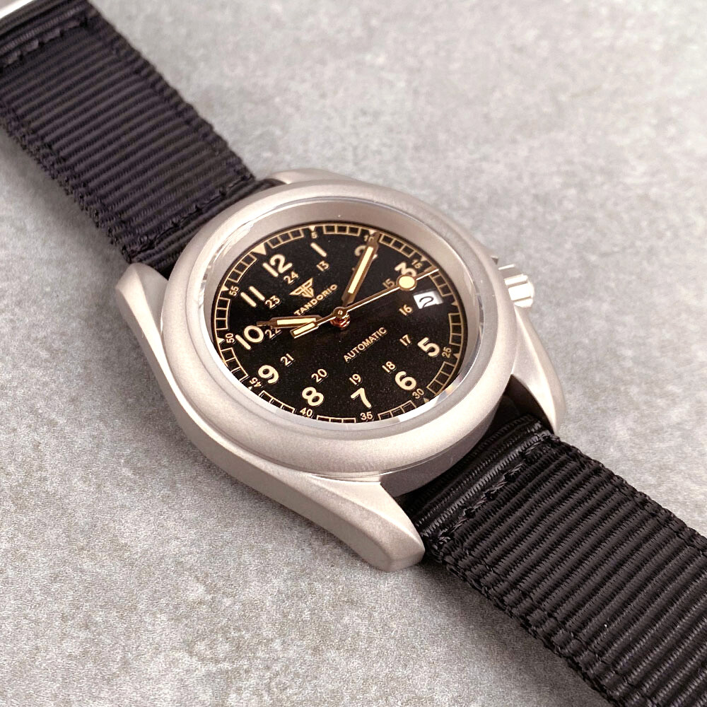 Tandorio Green Red Dial Titanium Case Lume 40mm NH35 Mechanical Dive Men Watch