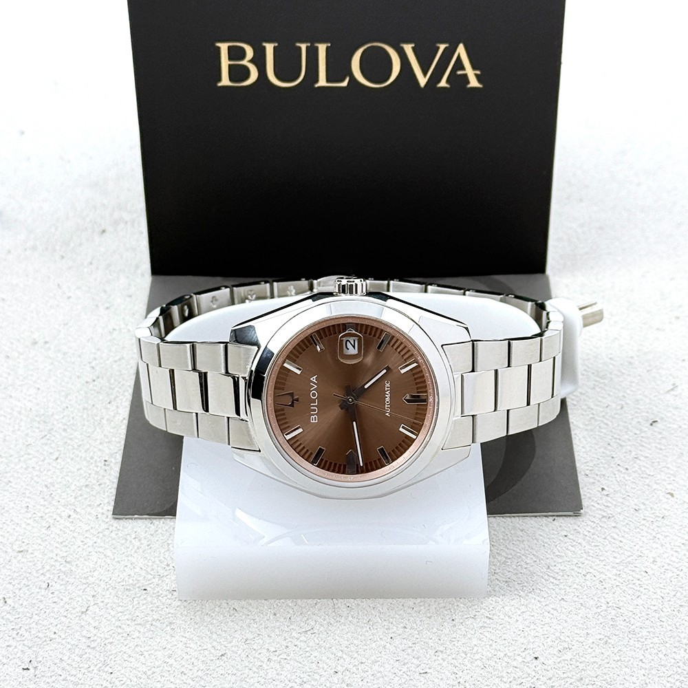 Bulova Men’s Surveyor Brown Dial Stainless Steel Automatic Watch 96B470