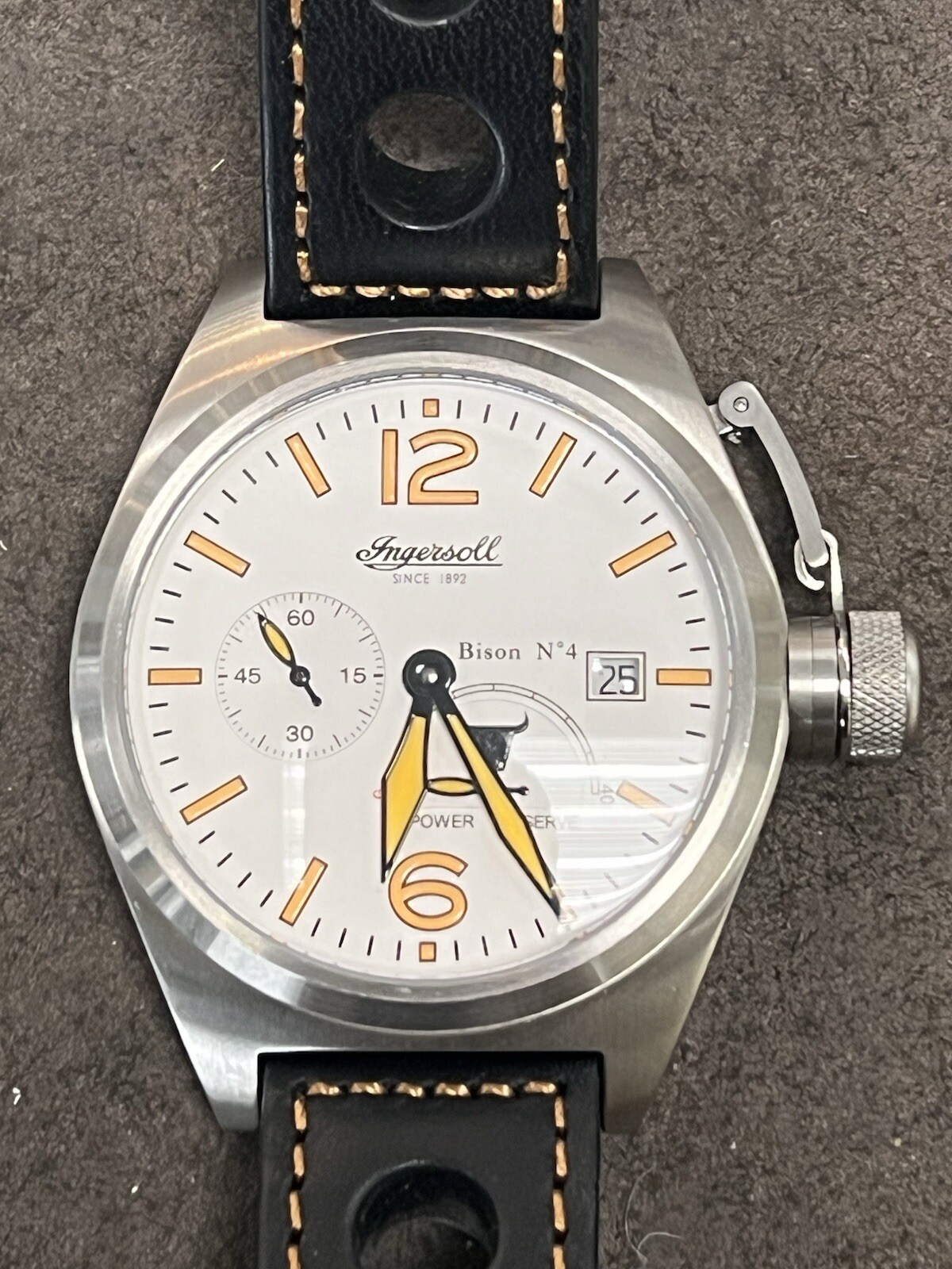 INGERSOLL 1892 Bison No.4 IN1605 Calibre 721 White & Orange Dial Men’s Watch