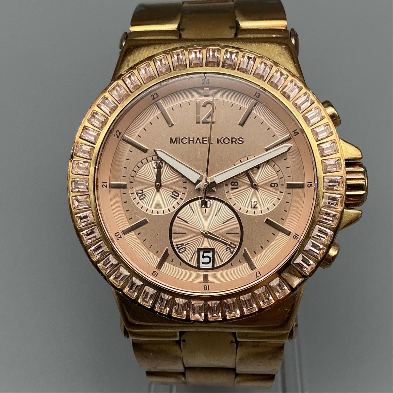 Michael Kors MK-5412 Womens Watch 41mm Crystal Bezel Chronograph New Battery 7″