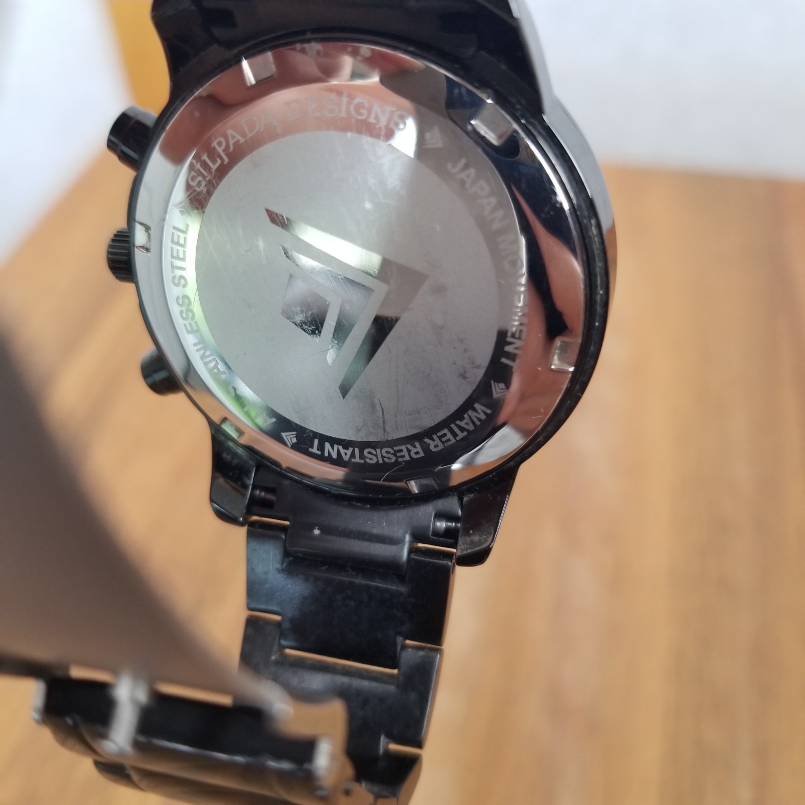 Silpada Watch Black on Black Chronograph Japanese Movement Stainless Steel 41 mm