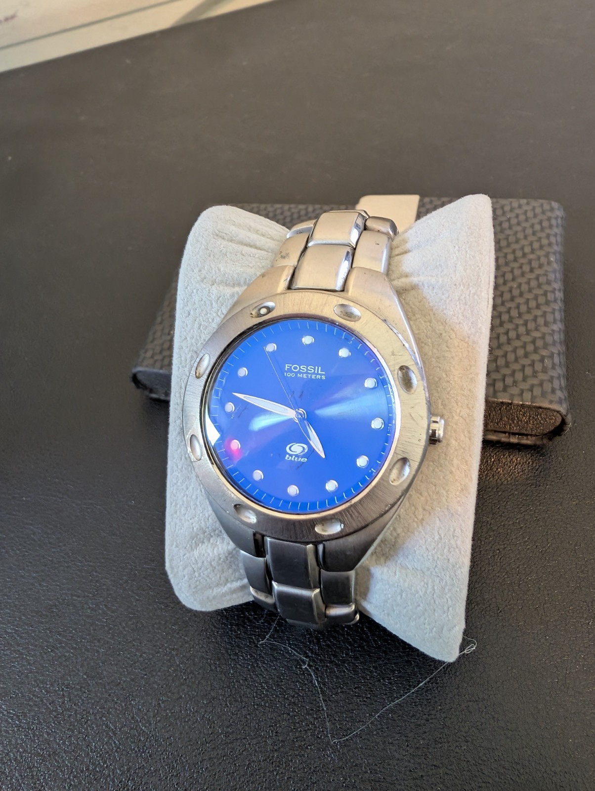 Vintage 2003 Fossil Blue AM-3390 Men Watch Royal Blue Dial – Running