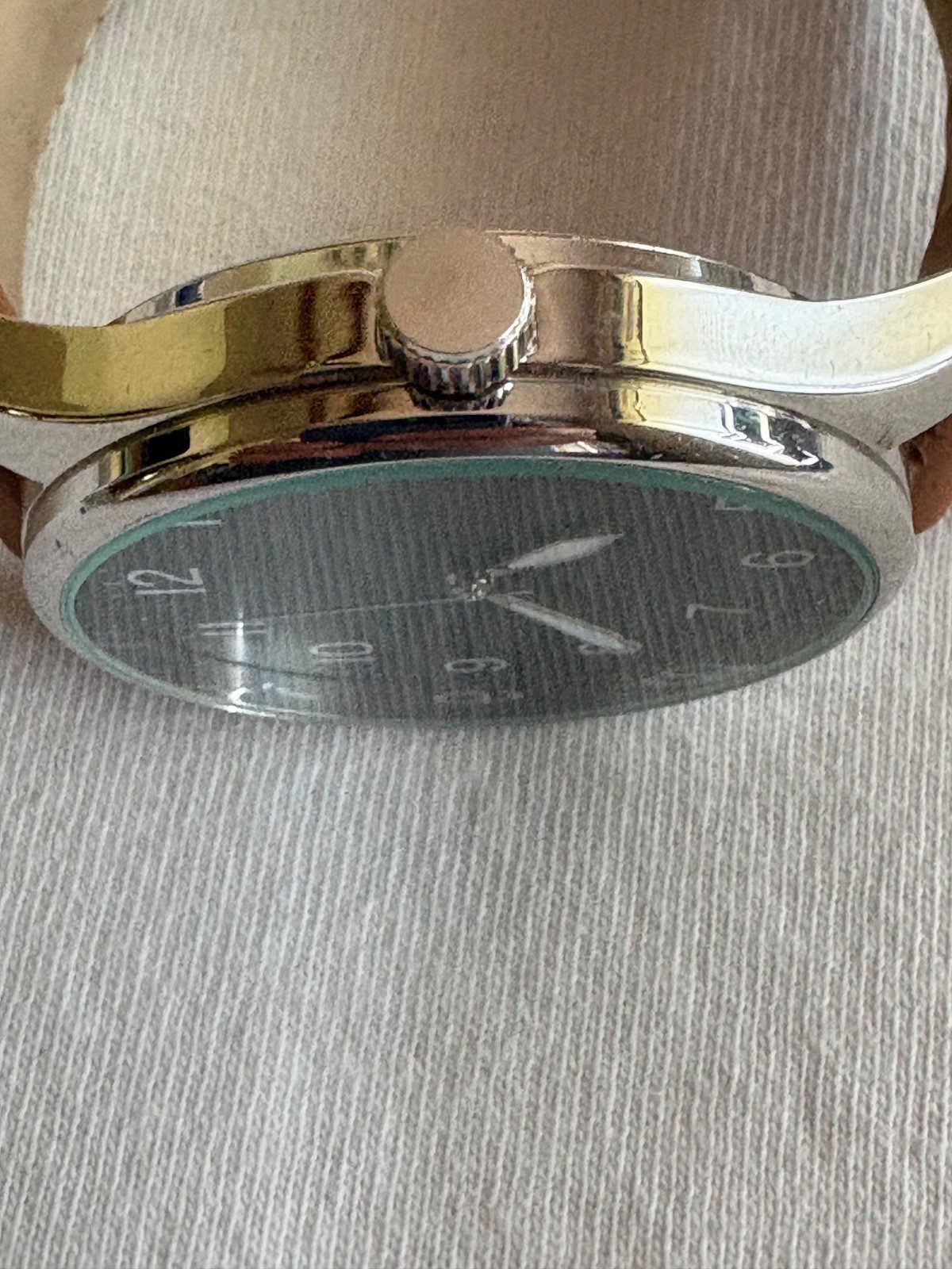 FMD Silver Tone Quartz Analog Men’s Watch FMDJO124 Brown Strap New Battery #144