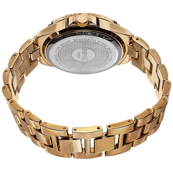 August Steiner AS8156YG Day Date Diamond Bezel MOP Dial Goldtone Womens Watch