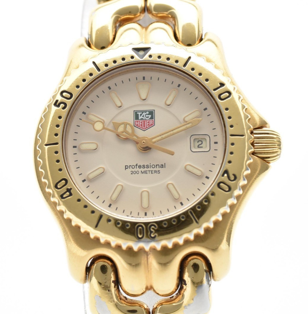 Vintage [EXC+5] TAG Heuer Pro 200m WG1330-0 42mm Cream Dial Gold Ladies Watch
