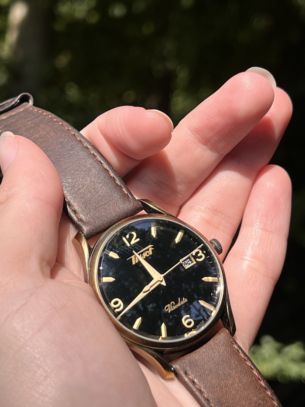 Tissot Heritage Visodate Black Dial Gold Case Brown Leather Date Men’s Watch