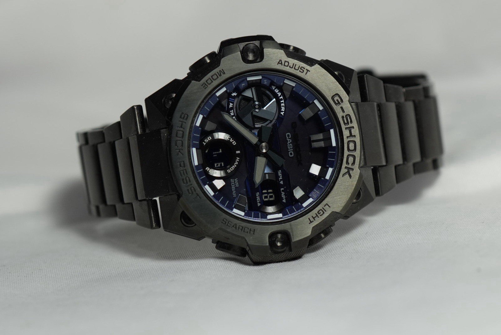 Casio G-SHOCK G-STEEL GST-B400 Solar Quartz Blue Dial Black SS Bracelet 200m
