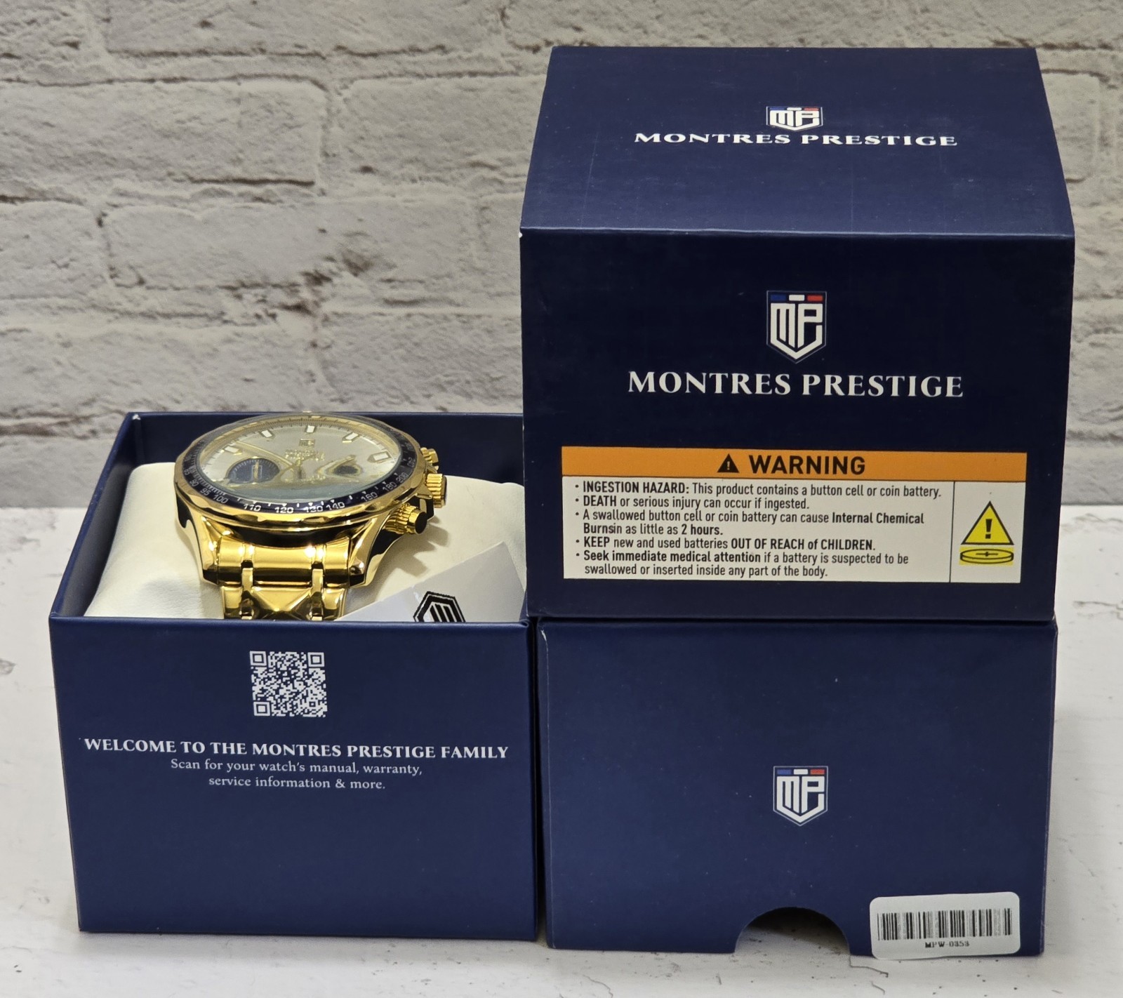 Montres Prestige X Invicta Men’s Watch 44.5mm Gold Blue MPW-0353 Brand New