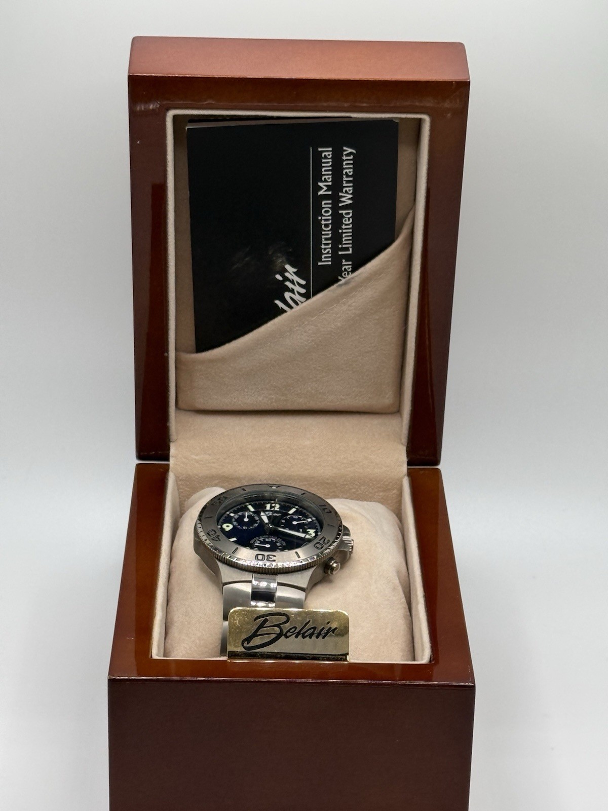 Belair All Titanium Swiss Chronograph Blue Dial 20 ATM G10.211 Mens watch