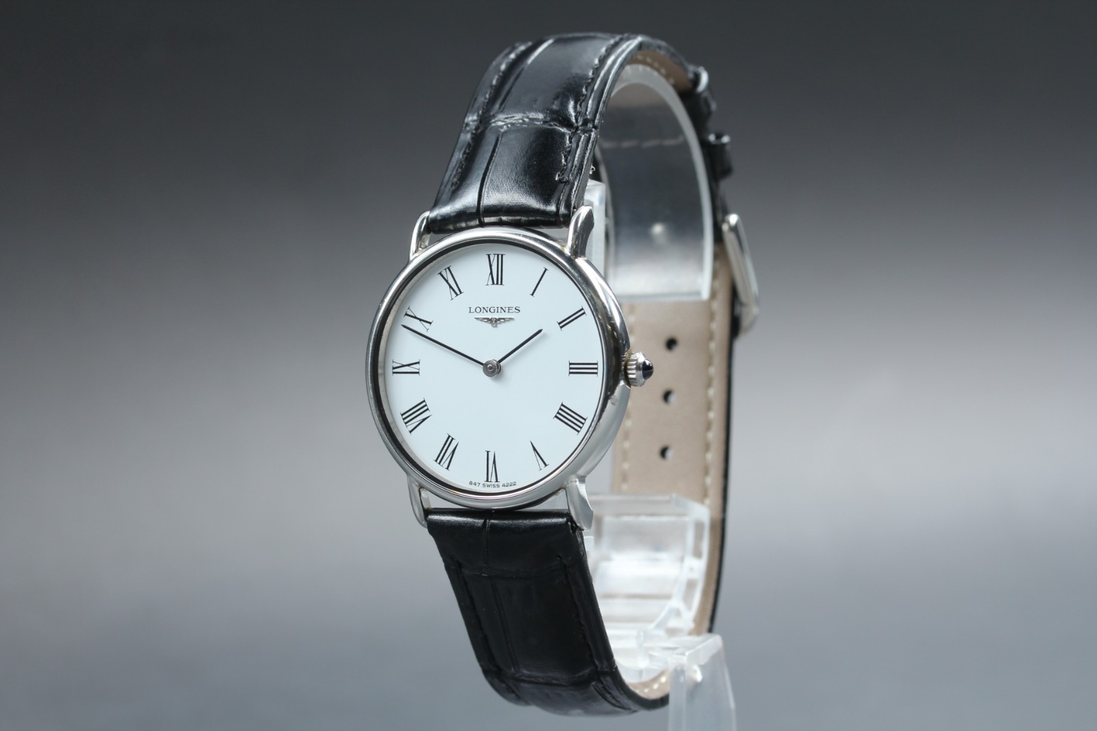 Longines [Near Mint-] 847 4222 White Roman Dial 33mm Men’s Manual Watch JP #326