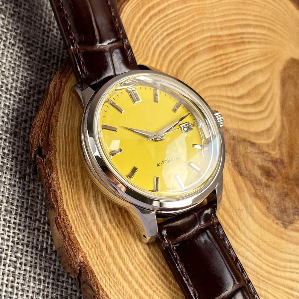 40mm Tandorio Yellow Dial Double Bow Sapphire Glass NH35A Automatic Mens Watch