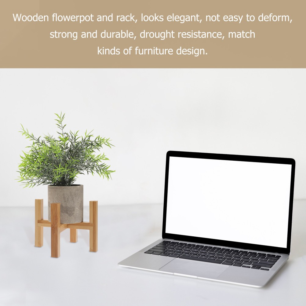 1Pcs Wooden Flower Shelf Khaki Four Legged Durable Flower Stand