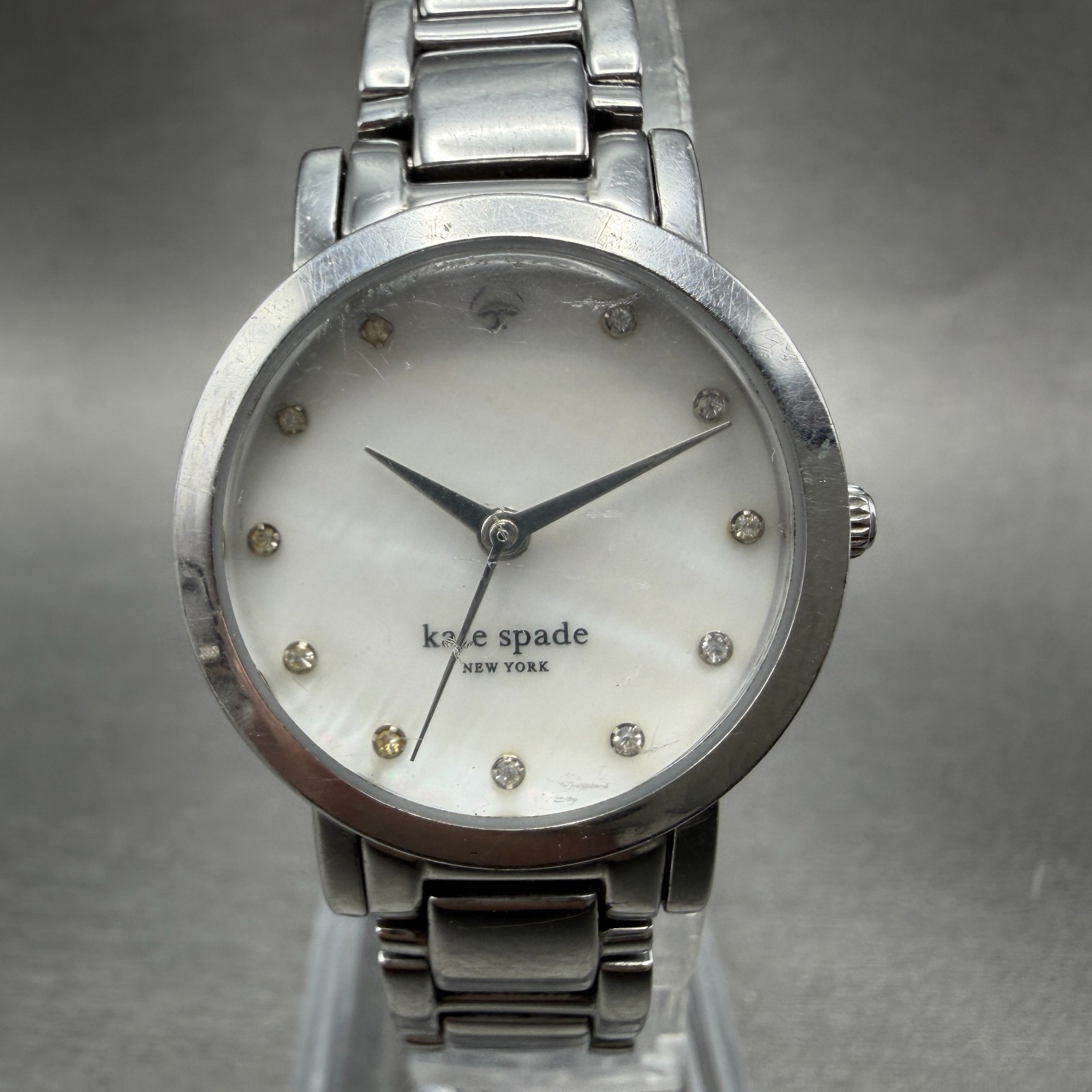 Kate Spade Gramercy Watch Women MOP Dial Silver Tone Round 0146 New Battery