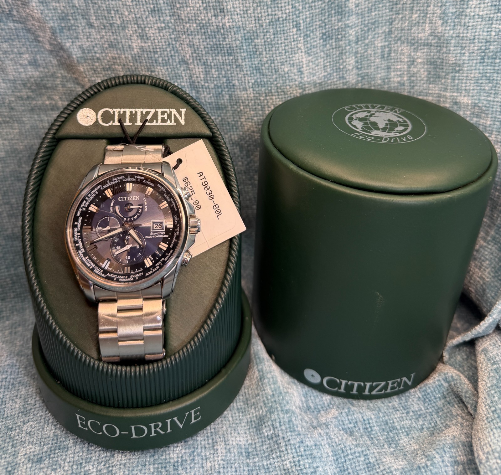 Citizen Eco-Drive SS Blue Dial Quartz Men Watch AT9030-80L SEE DESCRIPTION $255