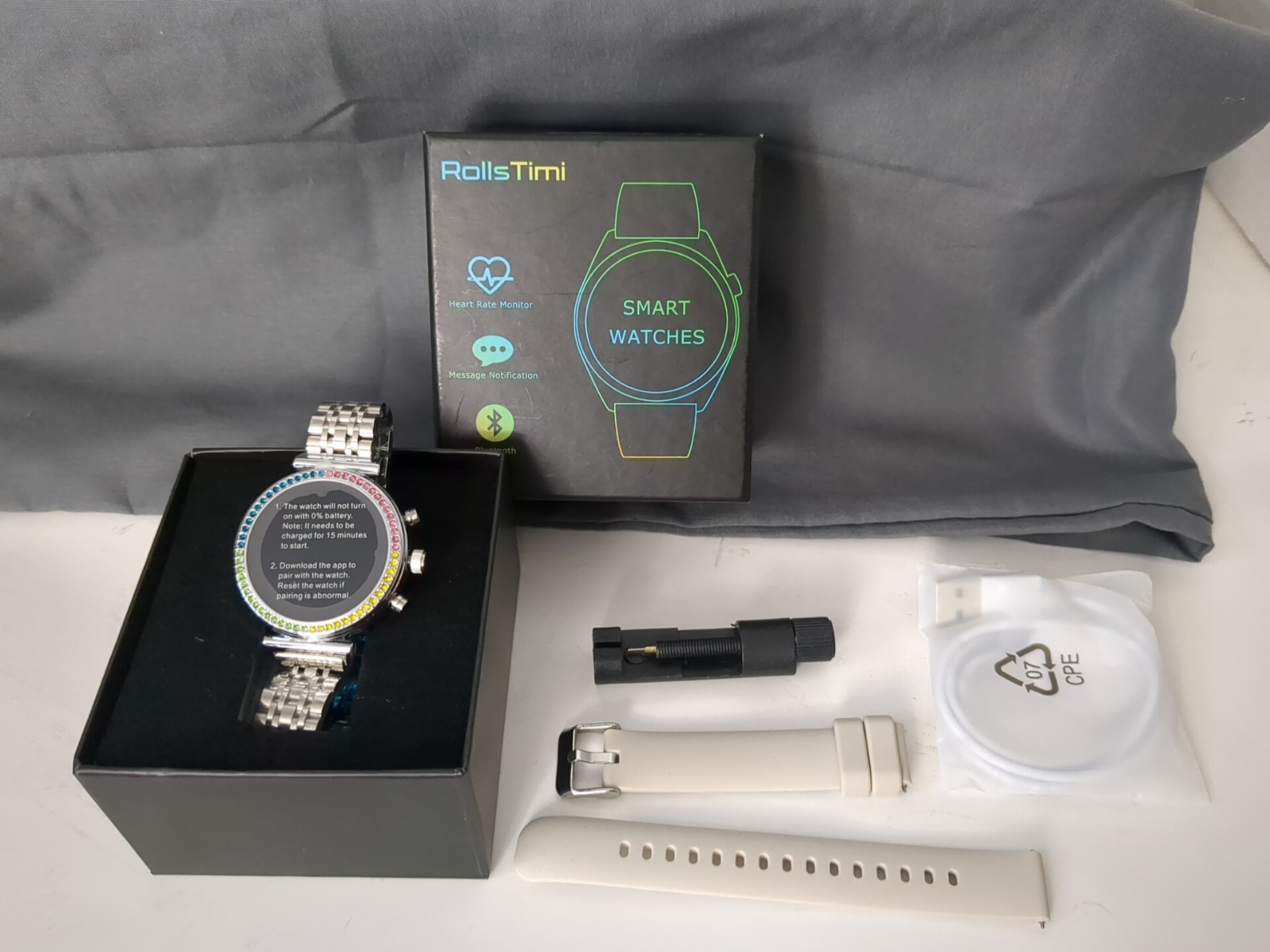 Rolls Timi Smart Watch Metal Design RollsTimi Bluetooth Message Heart Rate Gray