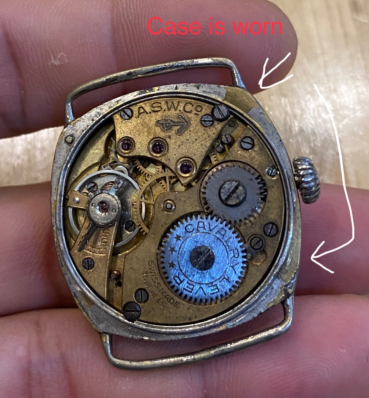 vintage early PAF Issued Anglo Swiss Watch Cushion Army Pakistan India PLS READ