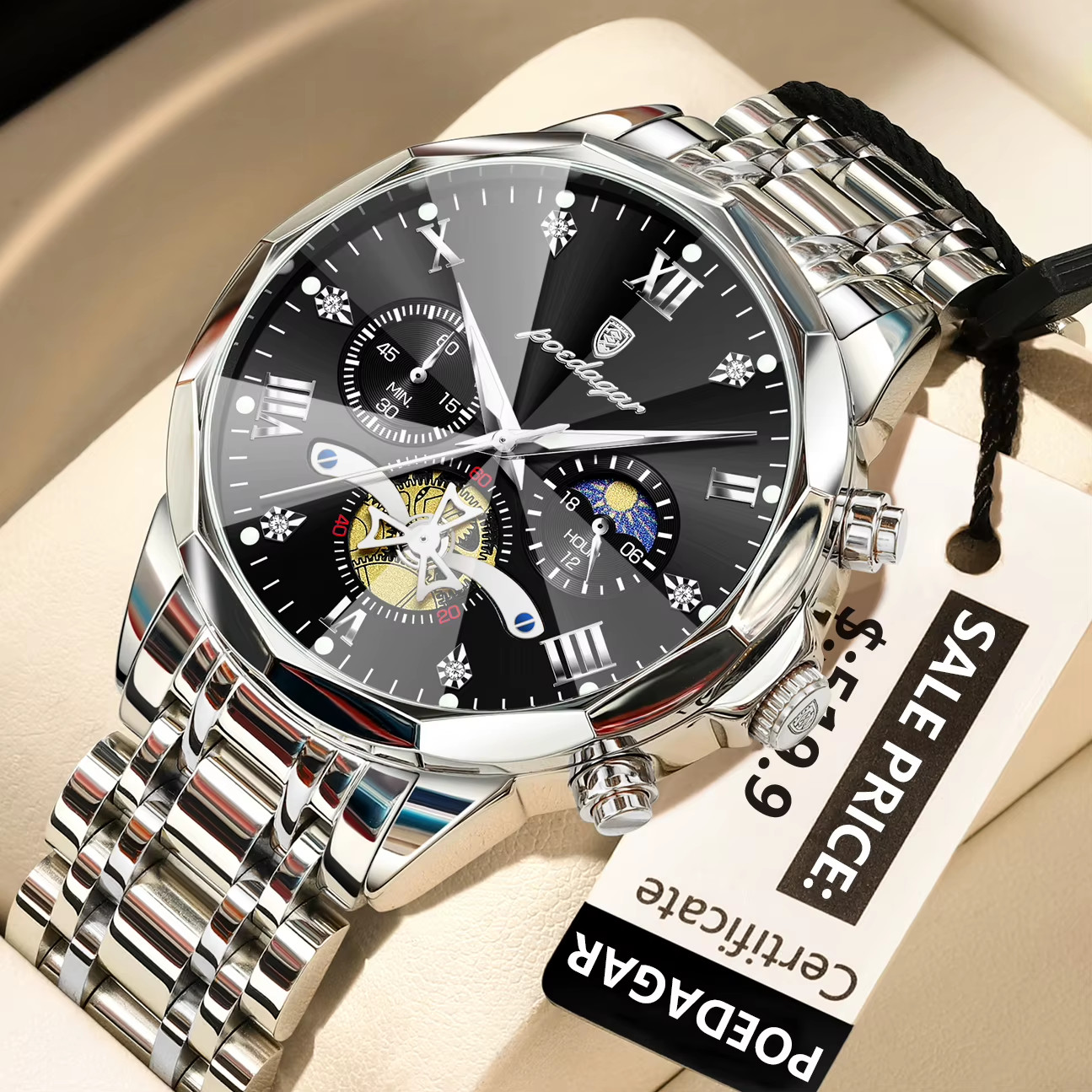 POEDAGAR 938 Luxury Men Watch Top Original Waterproof Luminous Chronograph Man W