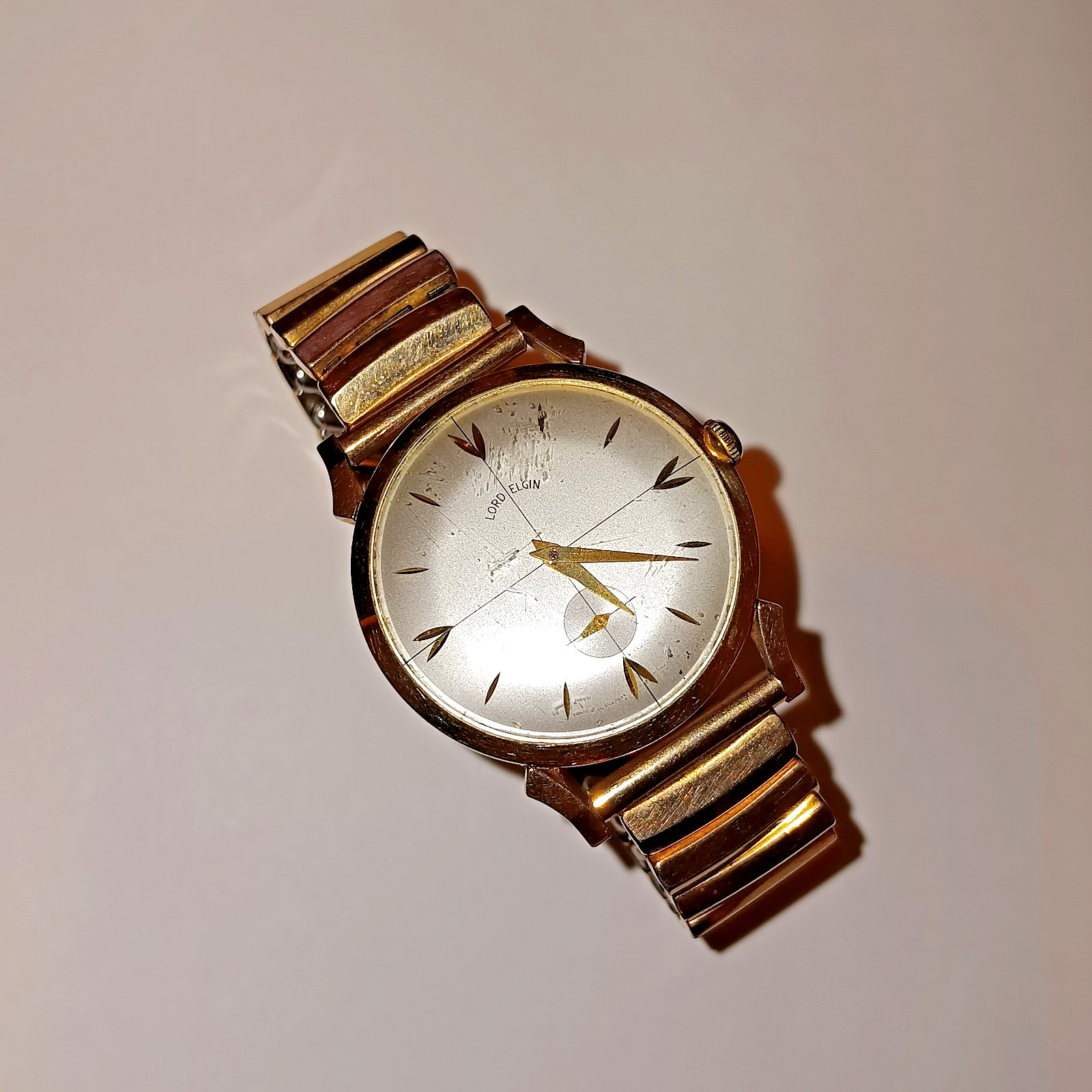 LORD ELGIN – WATCH SHOCKMASTER VINTAGE 14K GOLD FILLED 1950’S HADLEY BAND WORKS