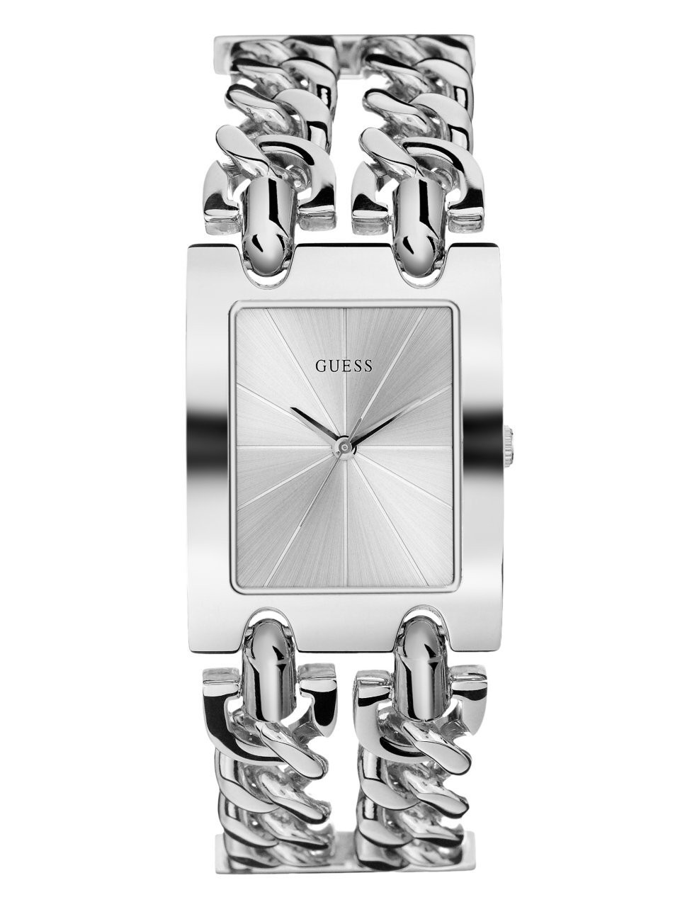 GUESS Womens Silver-Tone Multi-Chain Bracelet Watch with Self-Adjustable Lin…