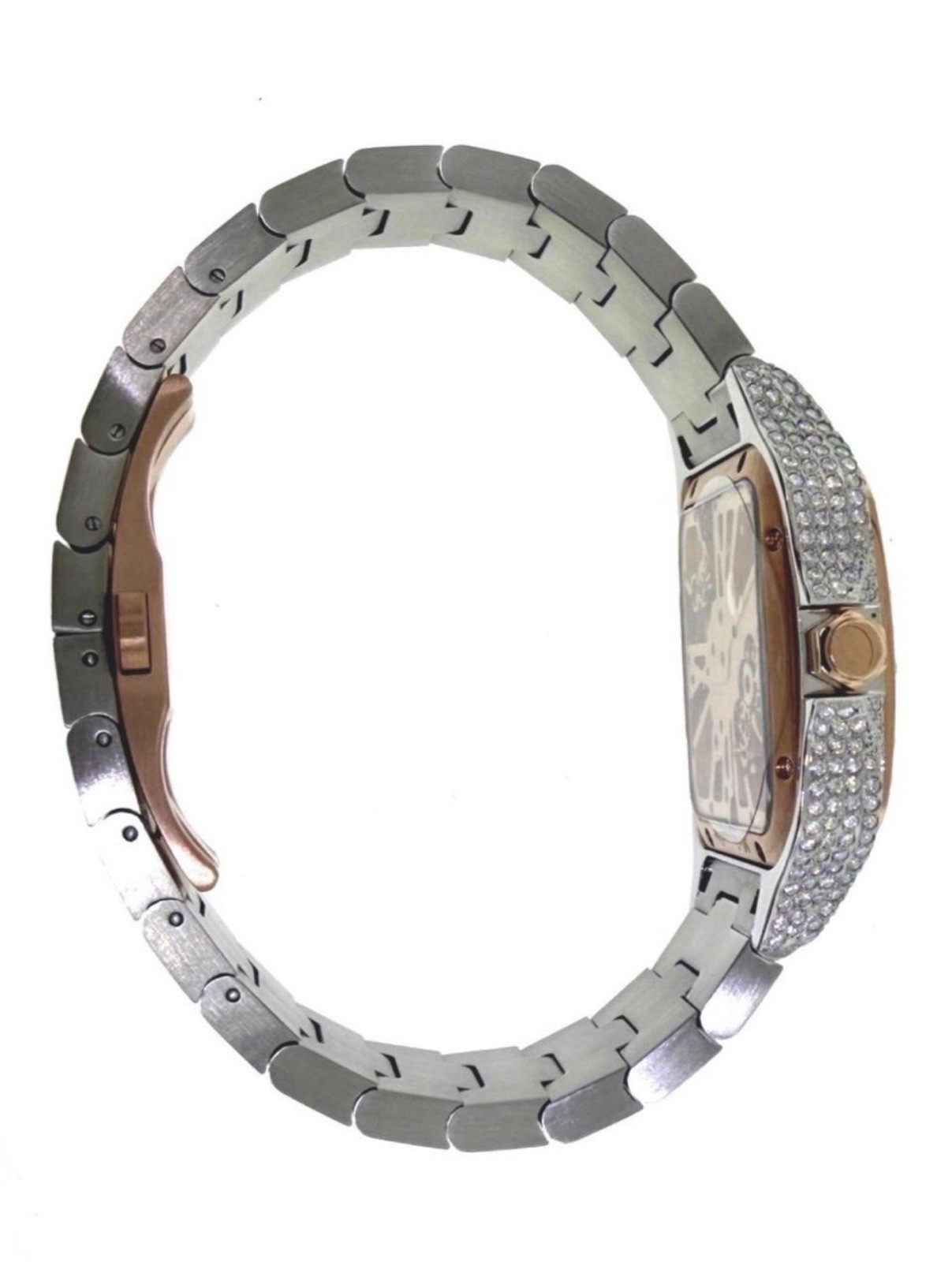 VVS Moissanite Skeleton Automatic Watch Rose Gold Stainless Steel Luxury New