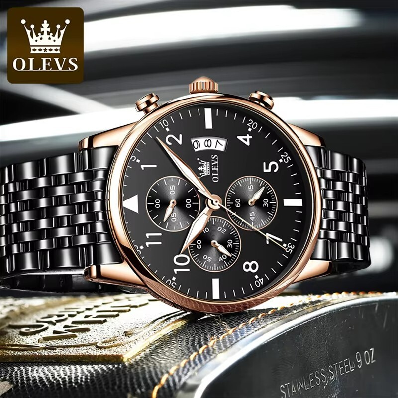 Waterproof Luminous OLEVS Men’s Watch Luxury Sports Chronograph Stainless Strap