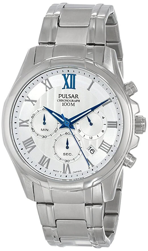Pulsar PT3399 Men’s Chronograph Silver Dial Stainless Steel Silver Dress Watch