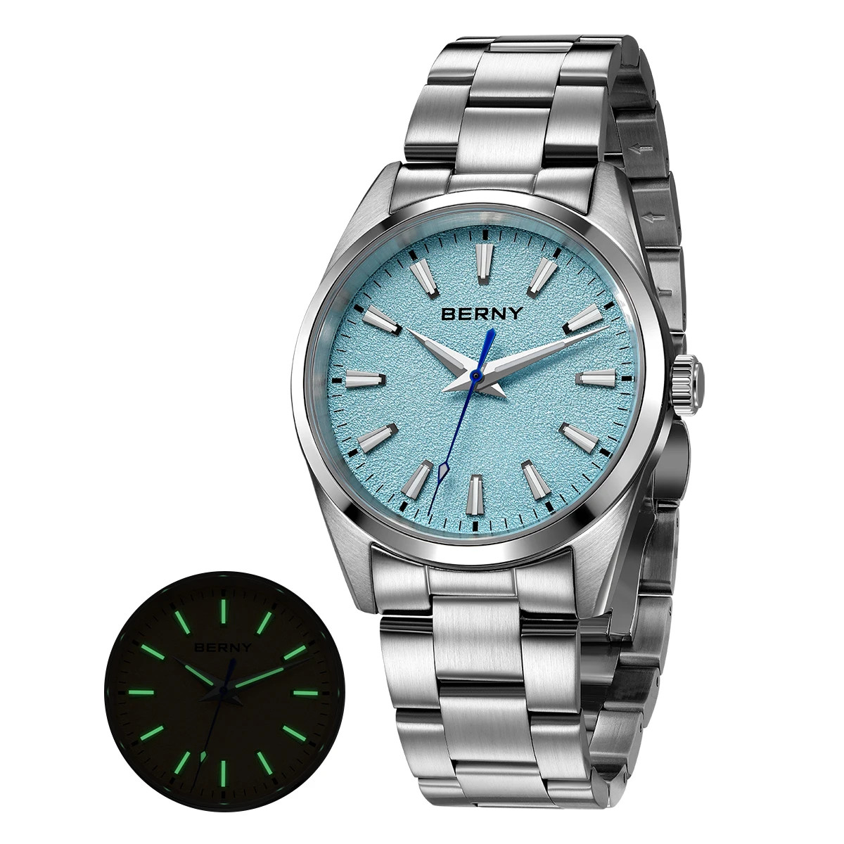 BERNY Men’s Quartz Watch Sapphire Crystal Luminous 10ATM Stainless Steel