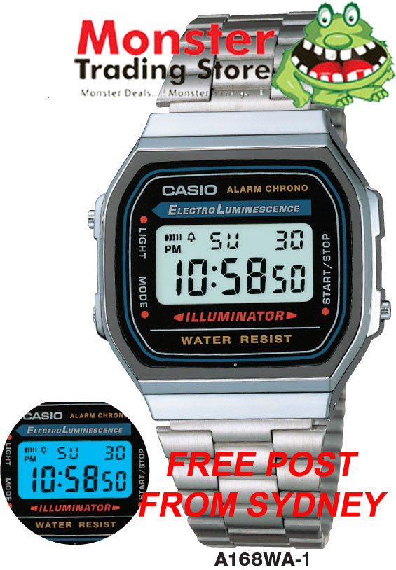 CASIO WATCH 80’S VINTAGE RETRO A168WA-1 A168WA A168 12-MNTH WARANTY