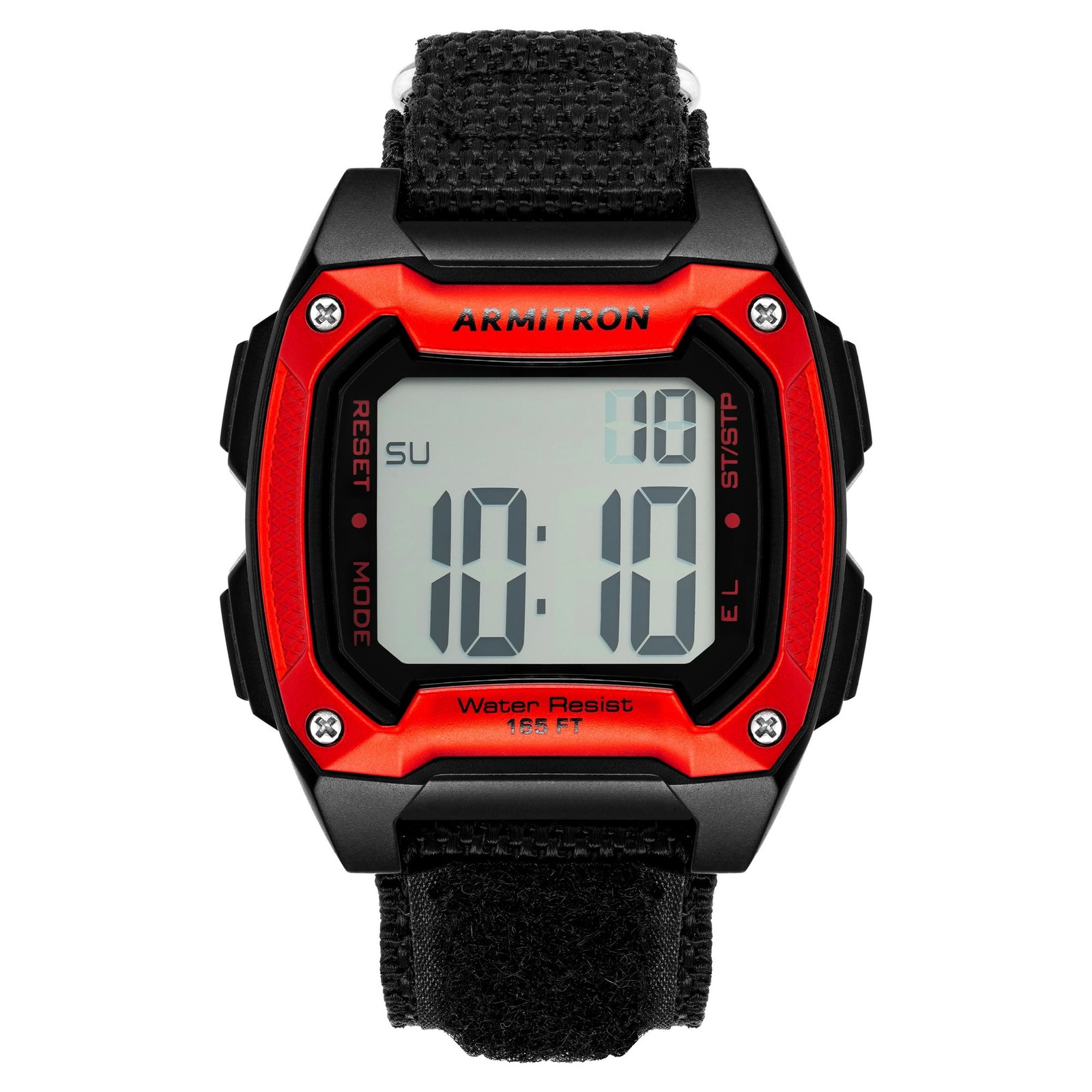 Armitron Adult Sport Wristwatch Red Square Dial & Black Wrap Around Band Watch