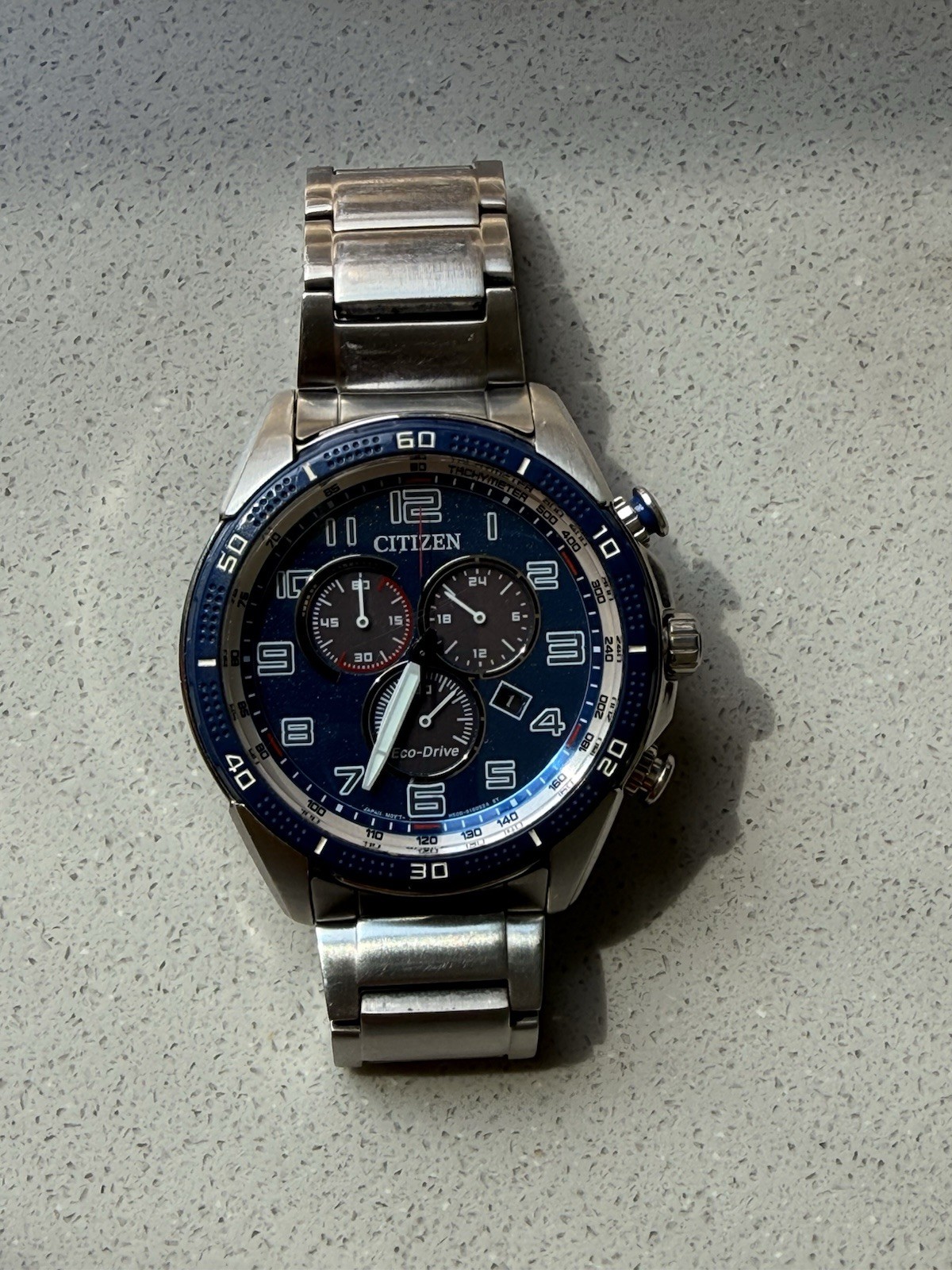 Citizen AR Eco-Drive Blue Dial chronograph Stainless Steel Watch AT2440-51L