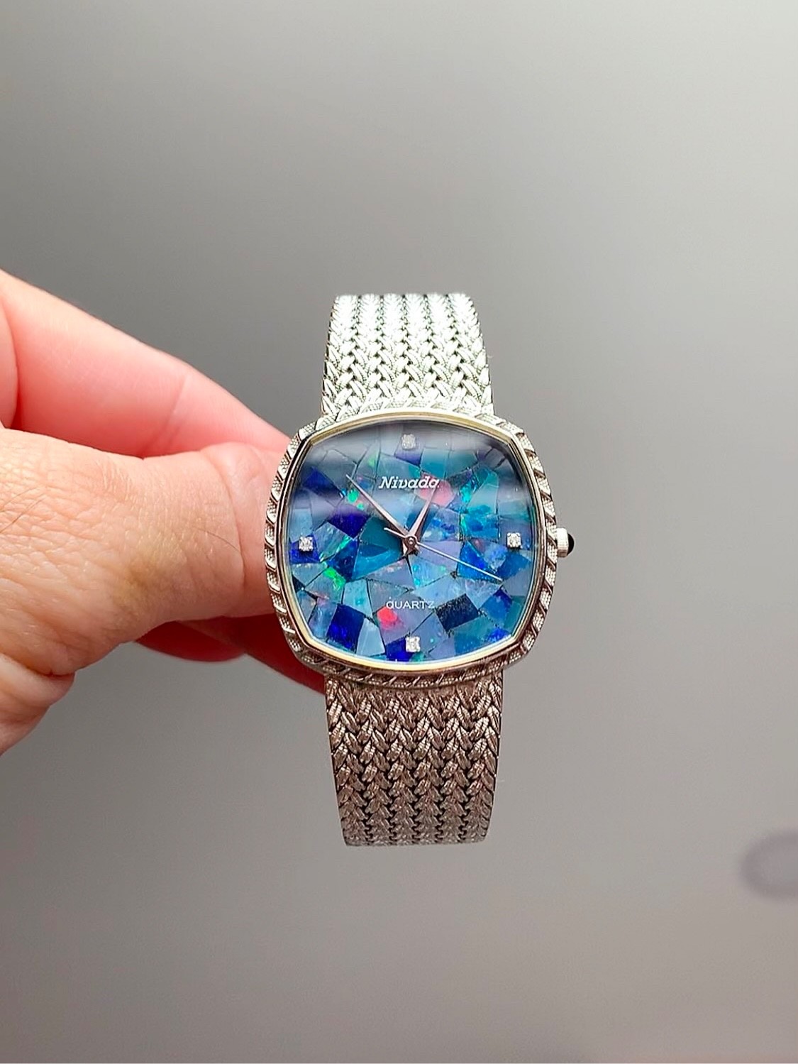 Nivada Grenchen Switzerland Opal Dial Very Extreme Rare Vintage Watch