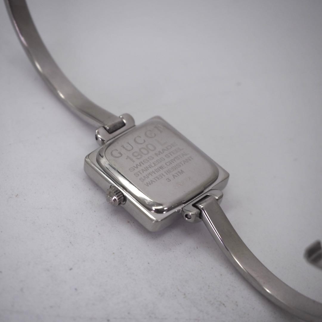 Gucci 1900L Square Ladies Quartz Watch Silver Black Japan 07908
