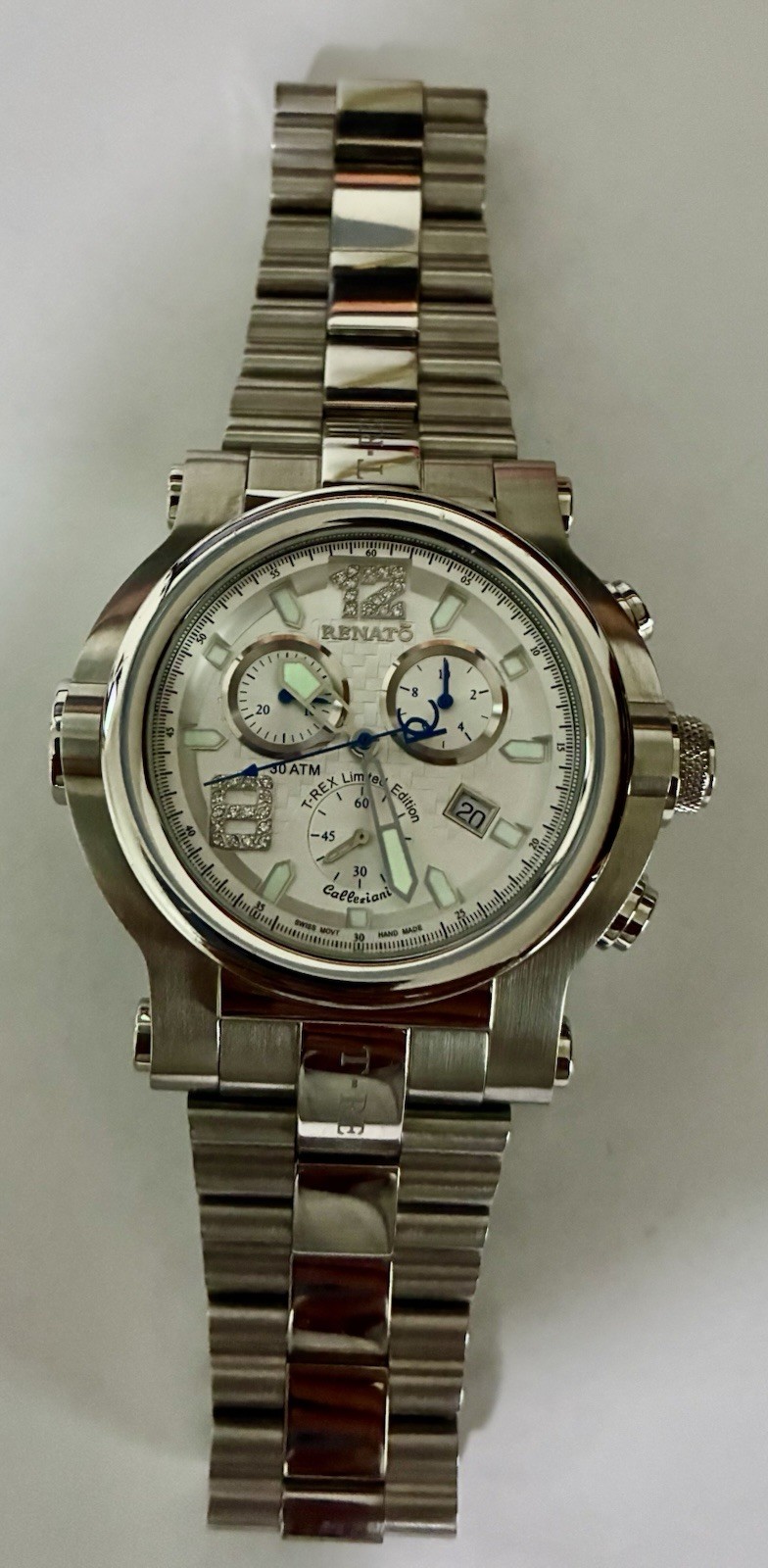 Renato T-Rex Collezioni Limited Edition Men’s Watch Diamond Dial Hybrid Chrono