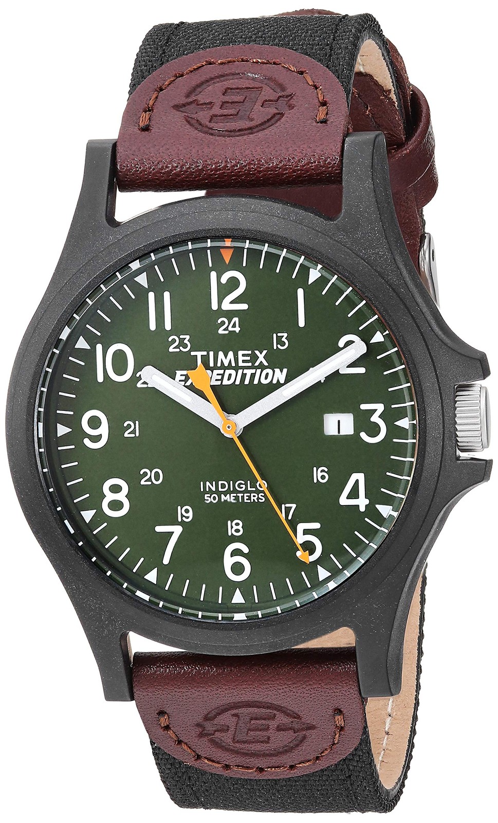 Timex Men’s TWF3C8430 Expedition Analog One Size, Black/Brown/Dark Green