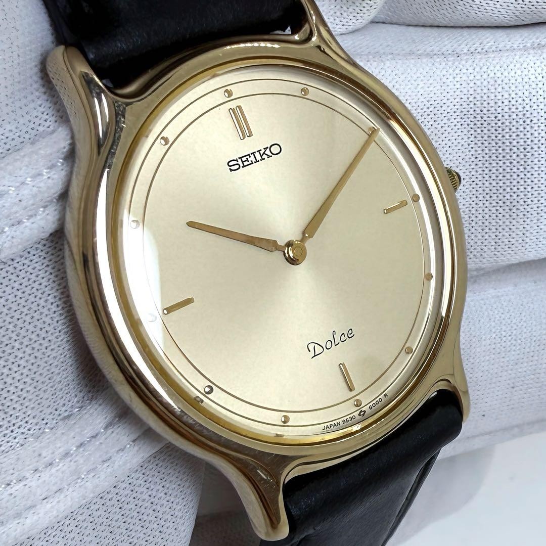 New Battery New Strap SEIKO DOLCE Gold Dial Quartz Slim