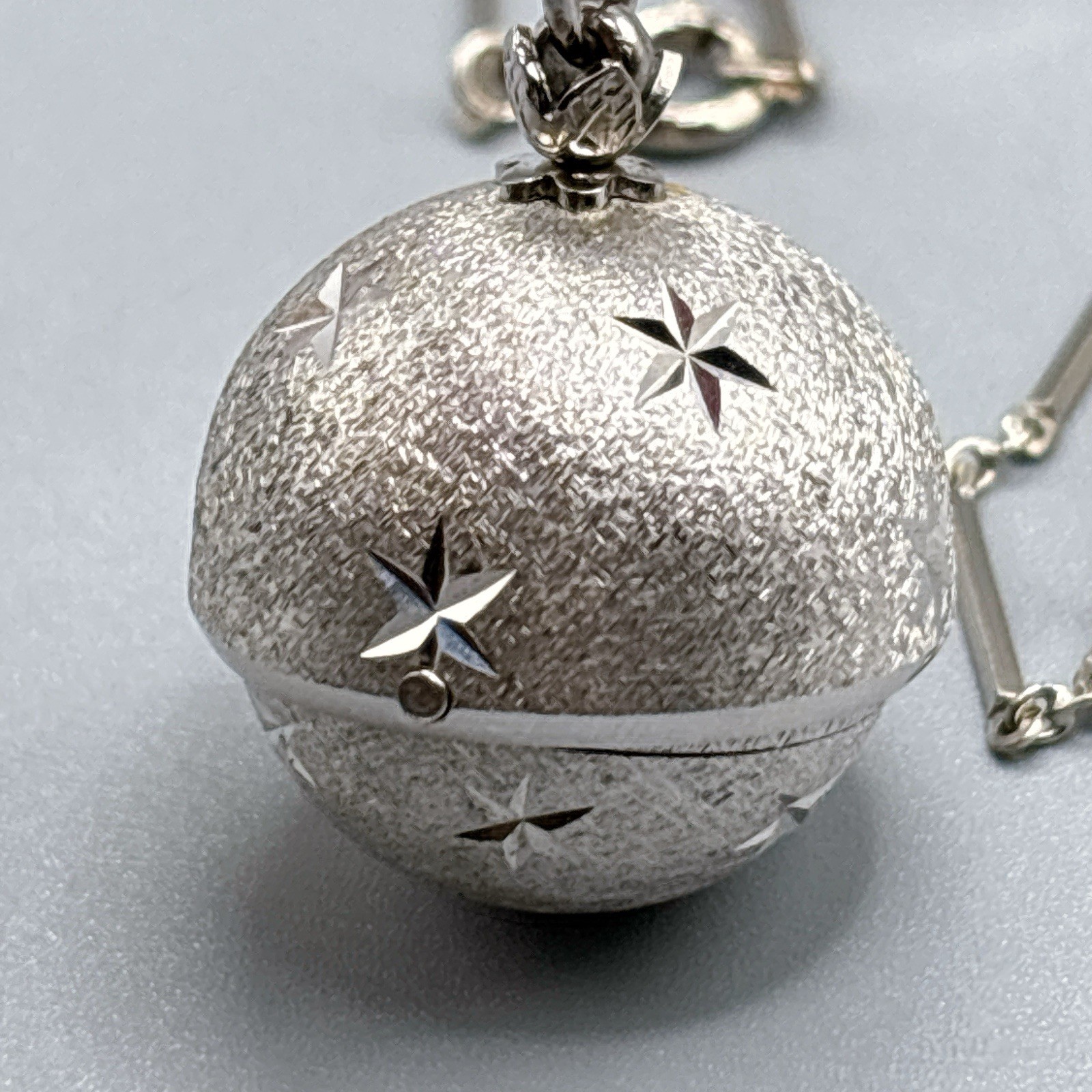 Vintage BUCHERER Orb Ball Sphere Pendant Silver Necklace Watch Star Mechanical