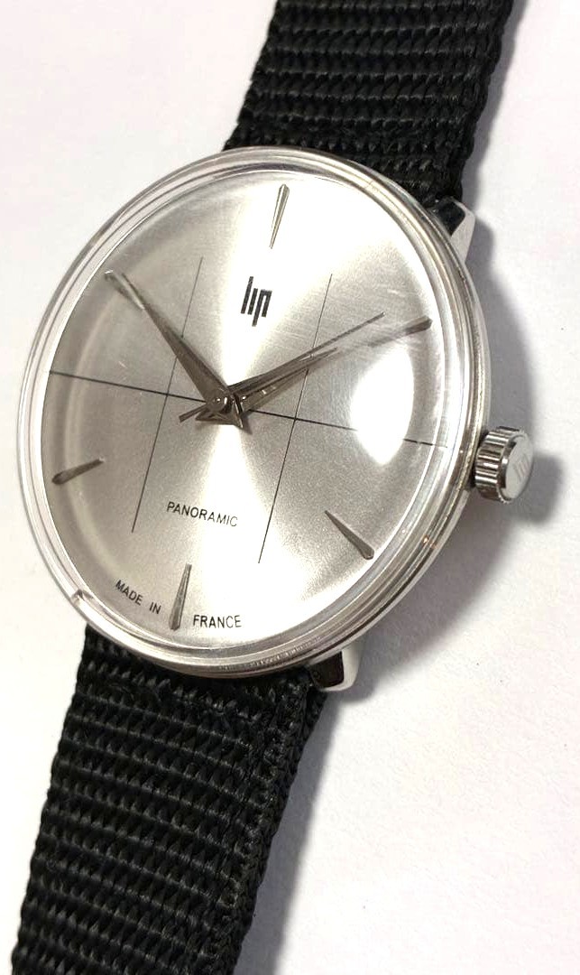 LIP Panoramic Vintage Mens Wristwatch Silver Dial NATO Strap Made in France Japa