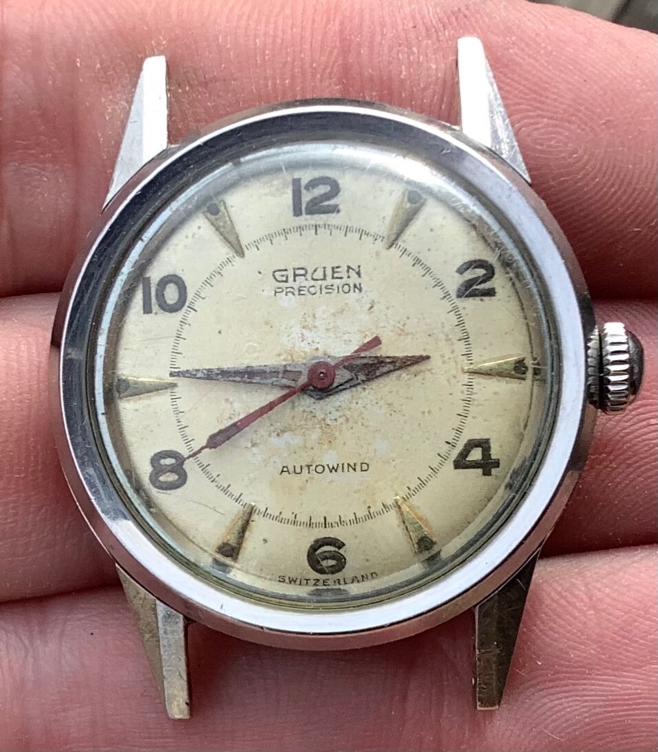 Vintage Gruen Autowind Watch 790 SS Stainless Steel Round Case Movement 6-6887