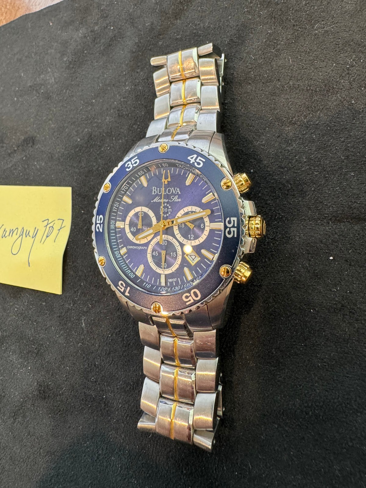 Bulova Marine Star 98H37 Two-Tone Blue Chronograph Watch – Men’s 42mm Quartz