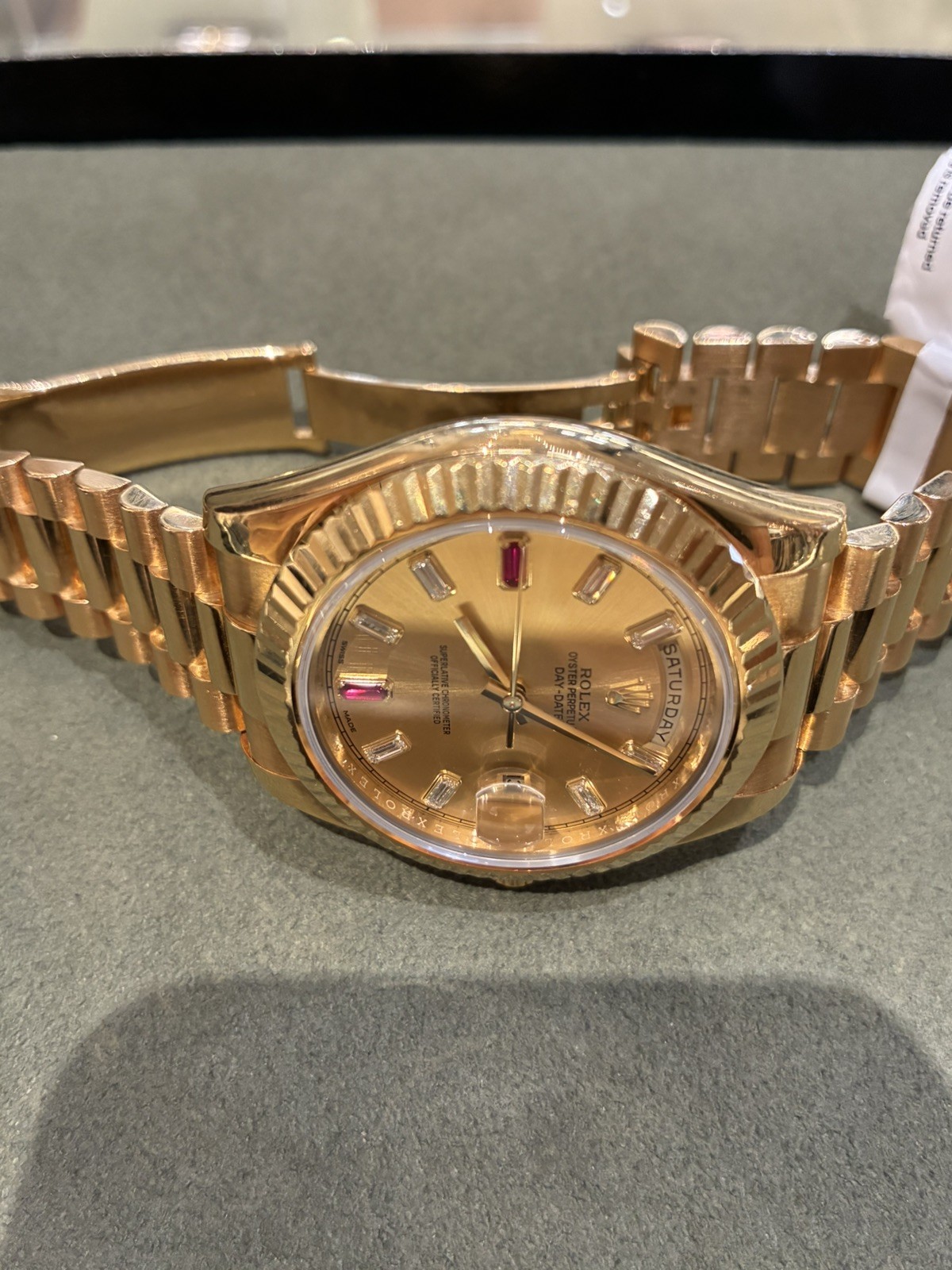 Rolex Day-Date II Presidential 41mm Diamond & Ruby Dial Yellow Gold – 218238