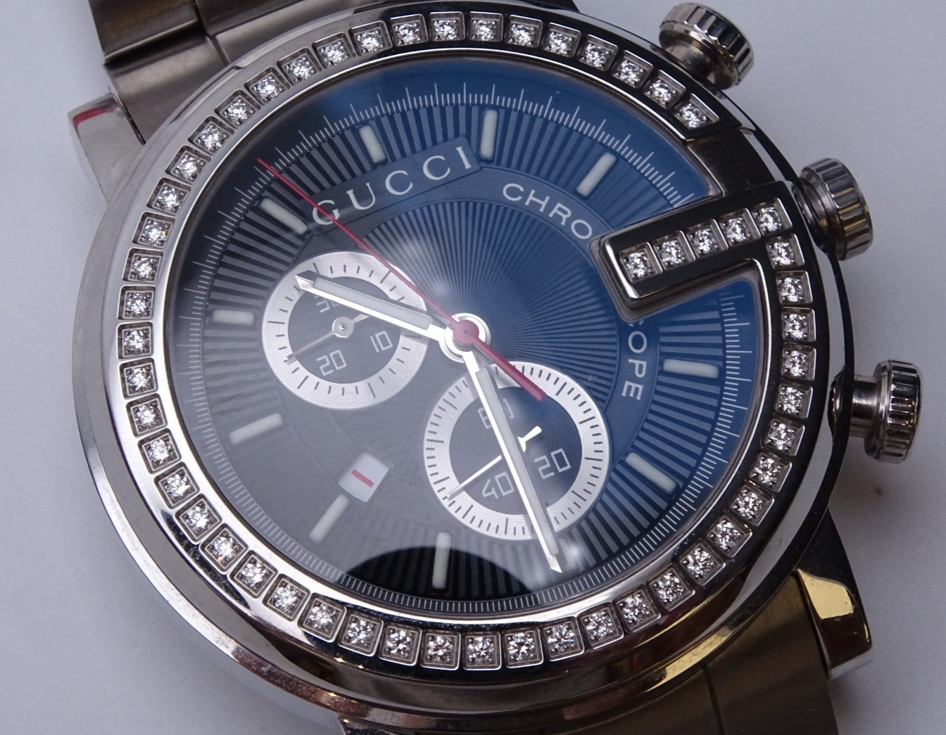 Men’s Gucci 101m G Chrono FActory Set Diamond Watch 44mm (17570-Watch-MYS)