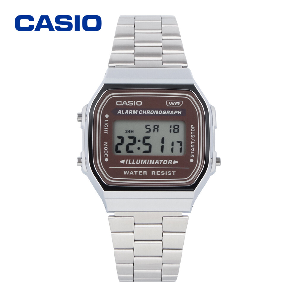 CASIO A168WA-5A Digital Quartz Resin Glass Brown Silver