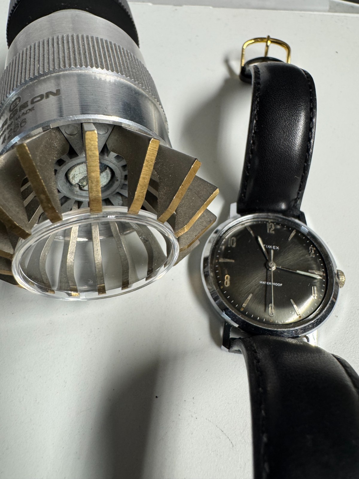 Timex Vintage 1960s Marlin Wind Up 34MM Midnight Sunburst New Crystal Runs Good