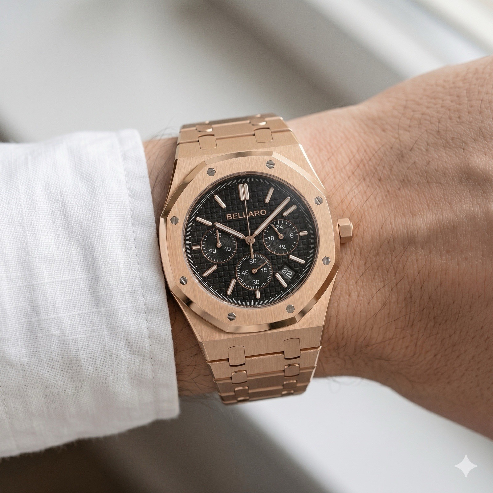 BELLARO Chrono Mod Watch – VK63 Quartz – Multi-Function Gold Dial Black