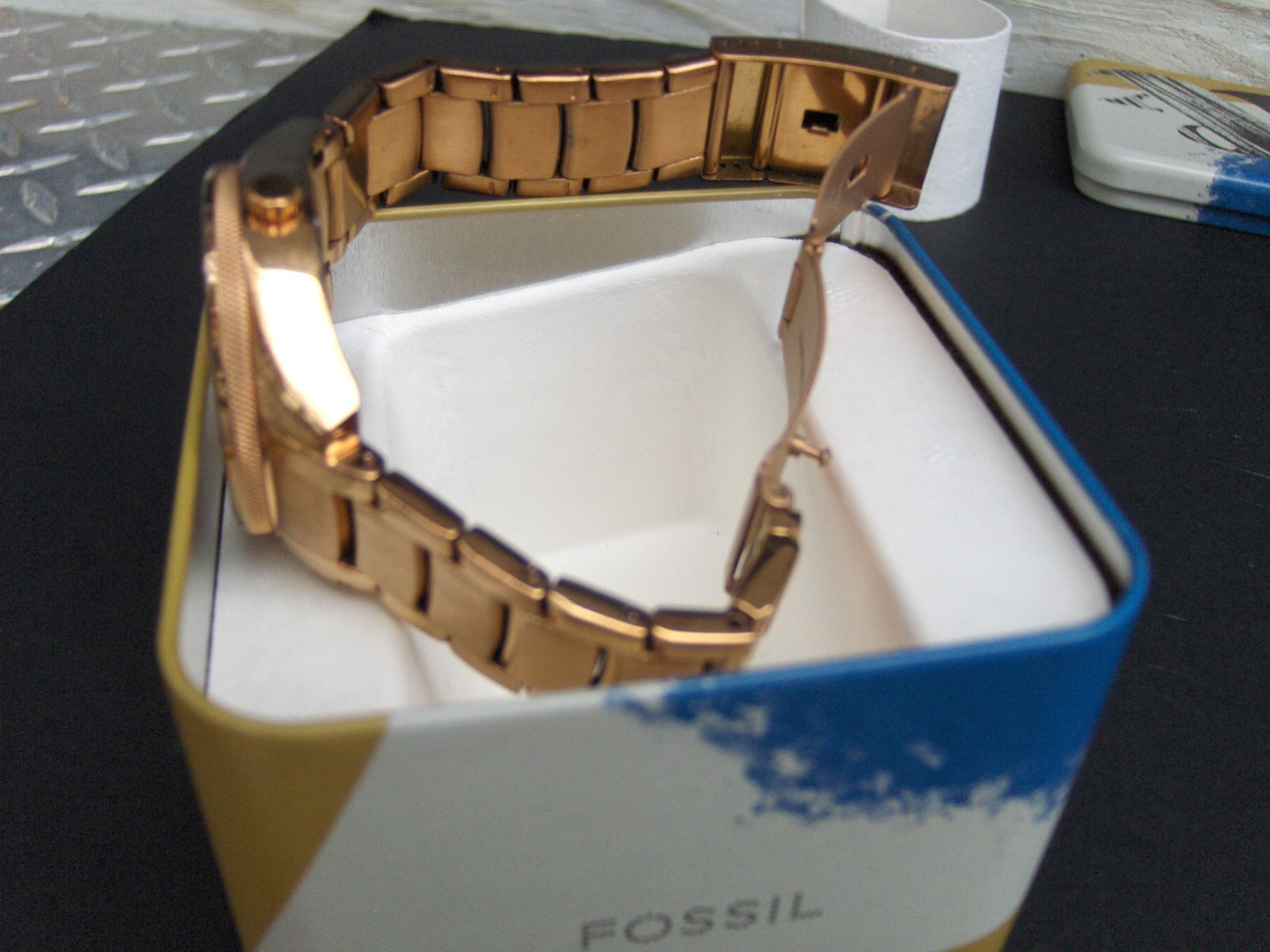 FOSSIL JUSTINE BQ 1681 ABALONE GEOMETRIC RAINBOW MOTHER OF PEARL 3 EYE FACE DIAL