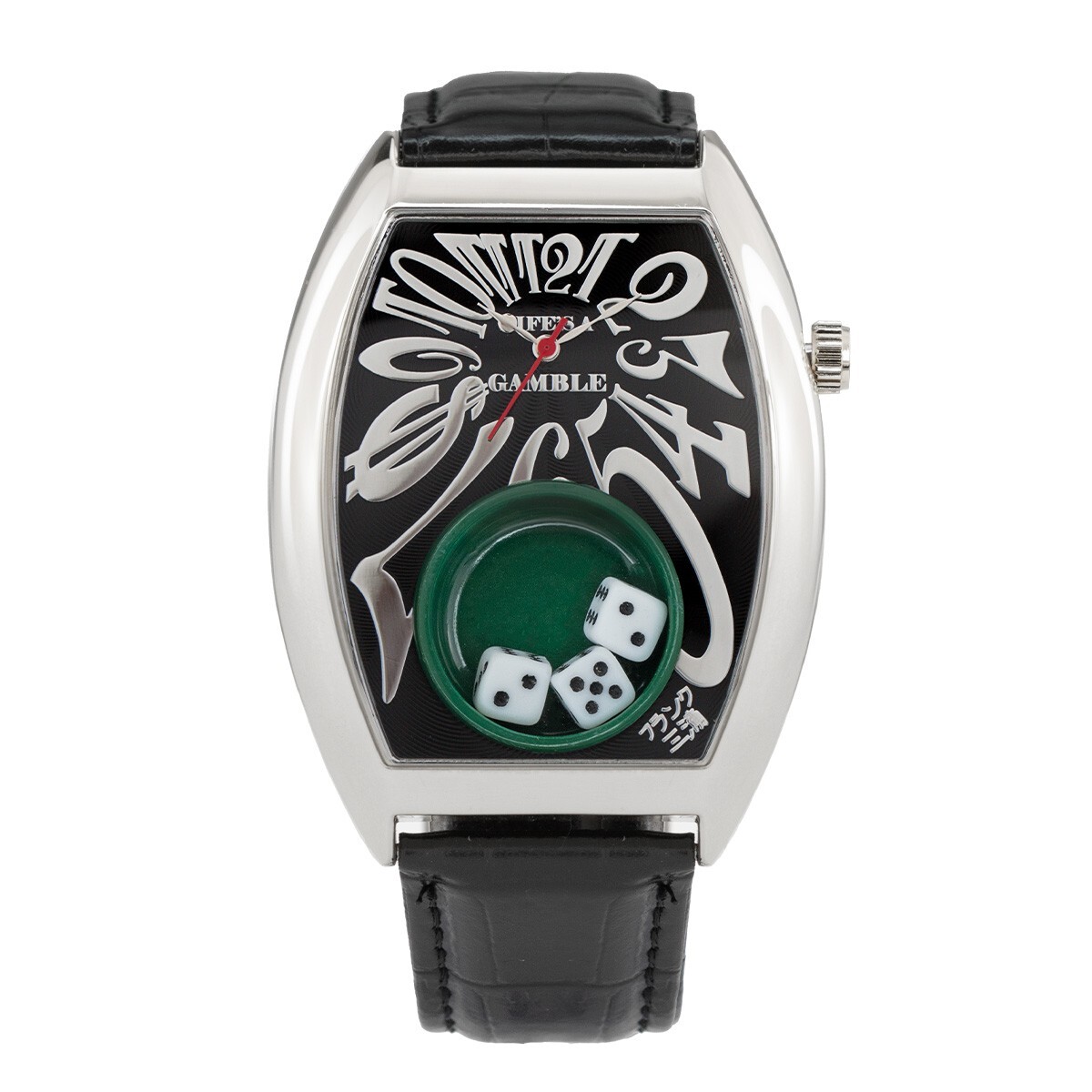 Frank Miura Quartz Watch Macau Gambling Leather Casino Silver Black FM14-SVBK