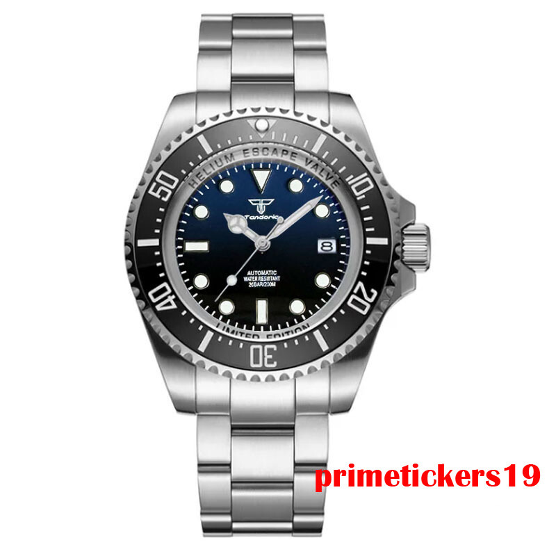Tandorio 43mm Sapphire Automatic Steel Watch for Men Date NH35A PT5000 Luminous