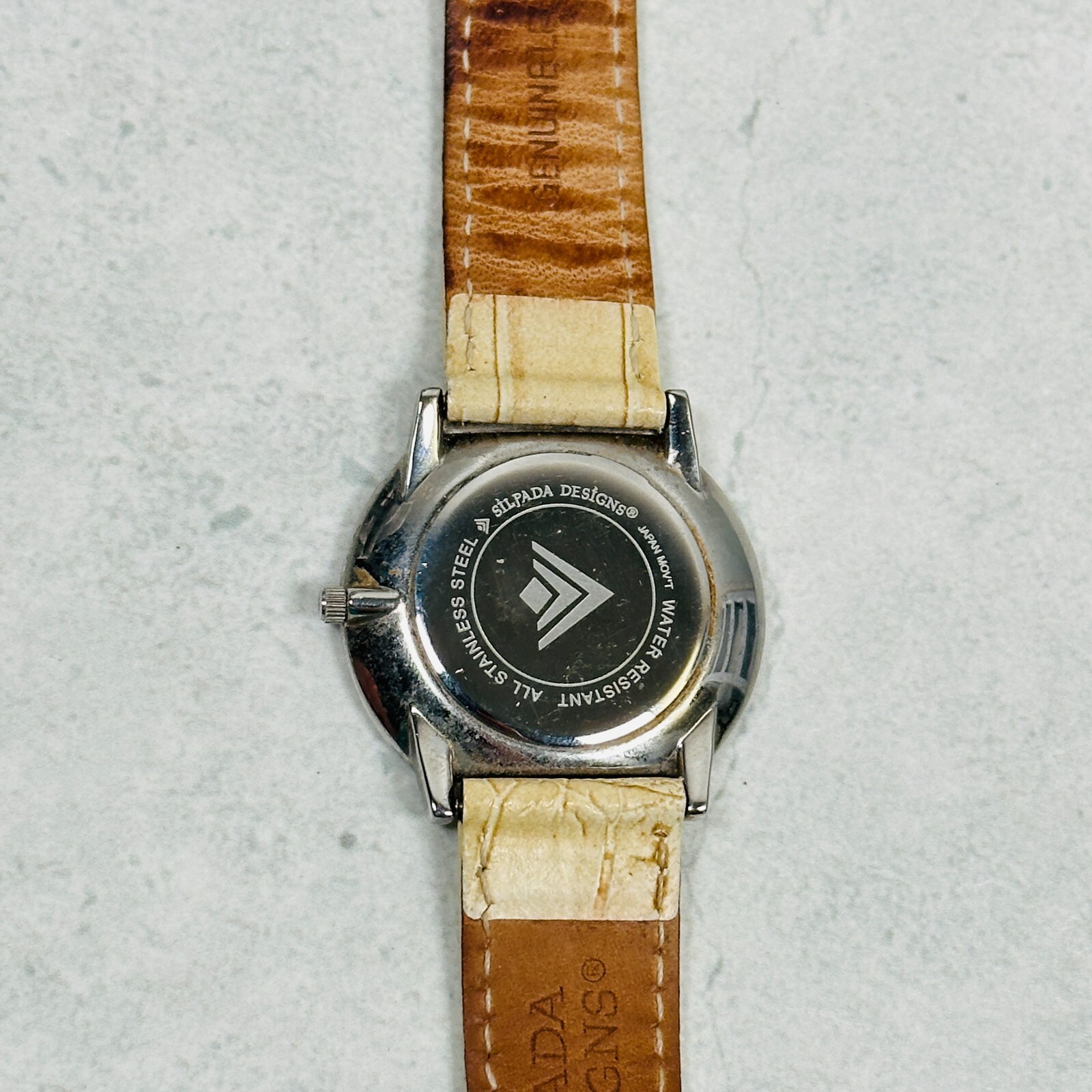 Silpada Designs Watch Womens 34mm Cream Leather Band Silver Tone New Battery