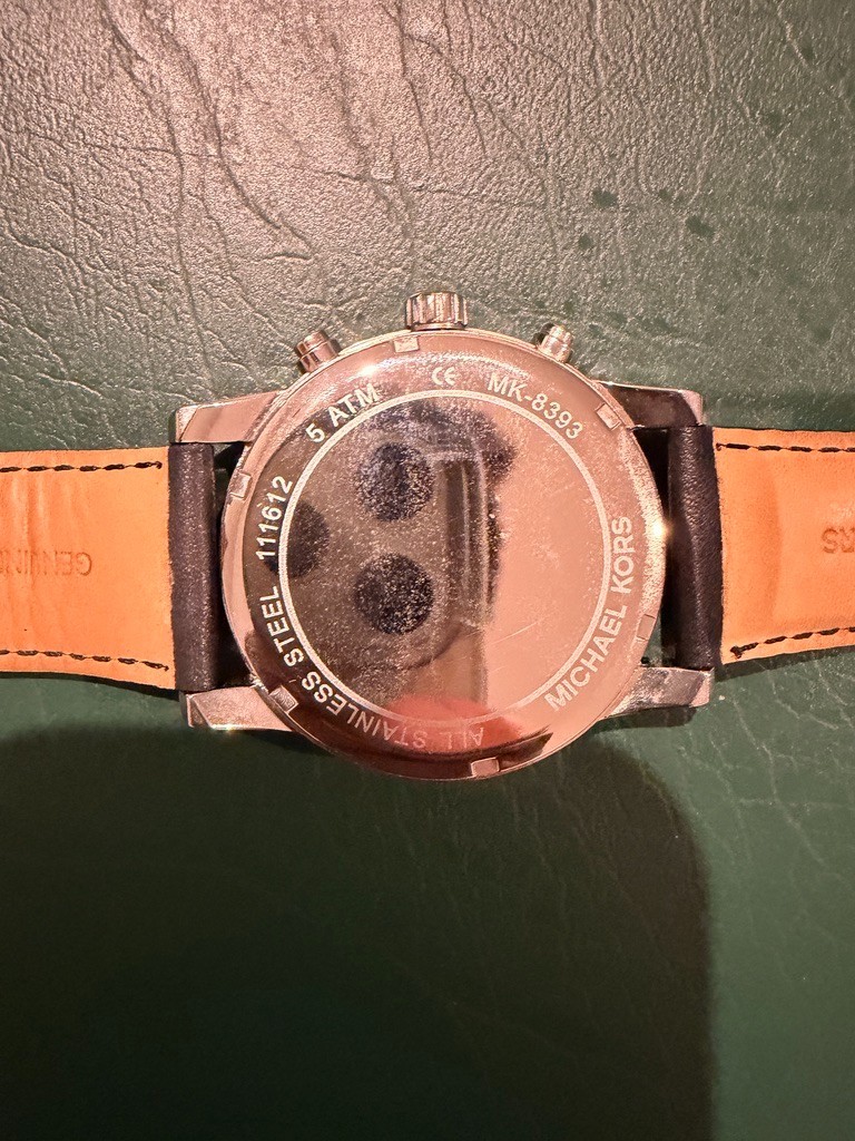Michael Kors MK8393 Hawthorne Black Leather Band Analog 43mm Case Men’s Watch