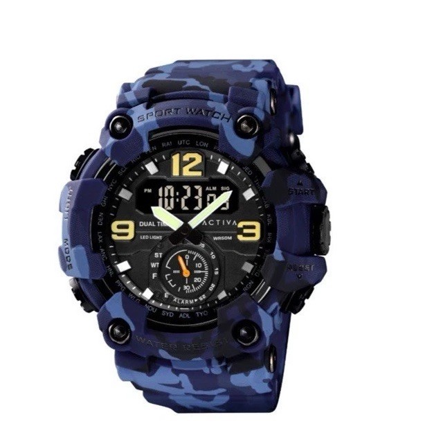Activa X Invicta BlackOps Digital Men’s Watch-56mm, Camouflage,Blue ACW1637-003